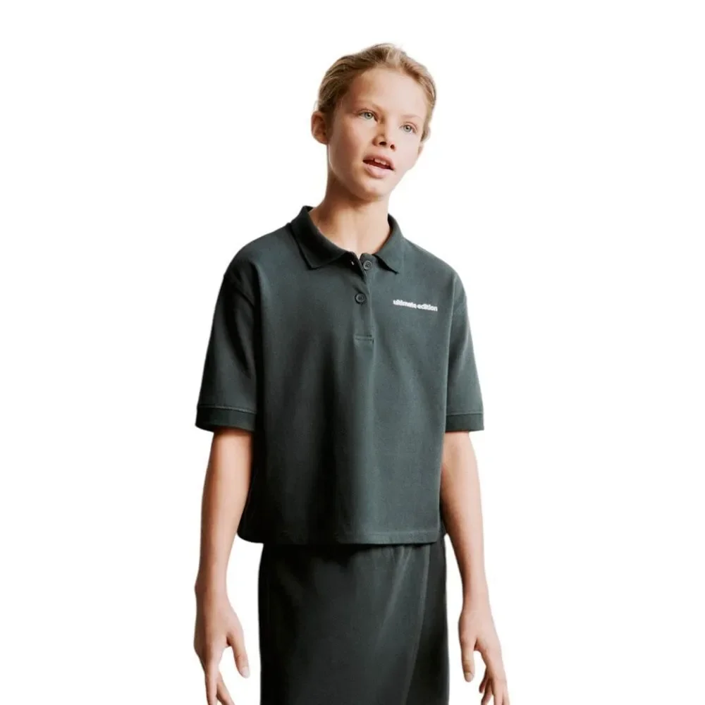 ZARA Kids | Anthracite Gray | POLO SHIRT AND SKIRT MATCHING SET